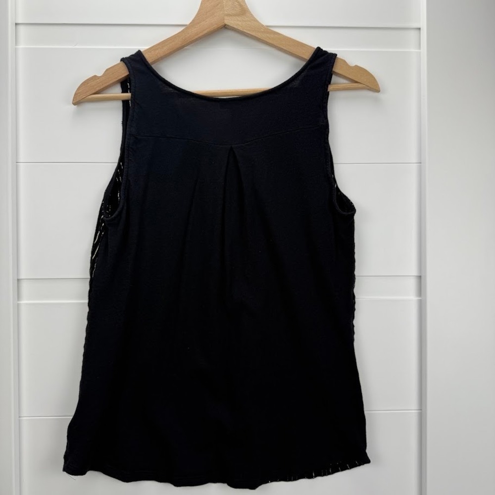 Express Tank Top Womens Small Black Gold Metallic Pinstripe Zip Excellent Glam - Picture 6 of 6